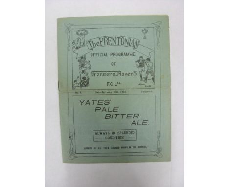 1922/23 Tranmere Rovers v Stalybridge Celtic, a programme from the League game played on 26/08/1922, Stalybridge were in the 