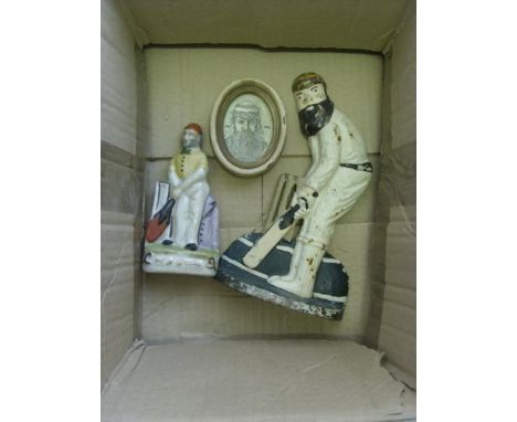 Cricket, W G Grace (England, Gloucestershire &amp; MCC), a collection of 3 items (1) a heavy metal (iron?), white paint, of G