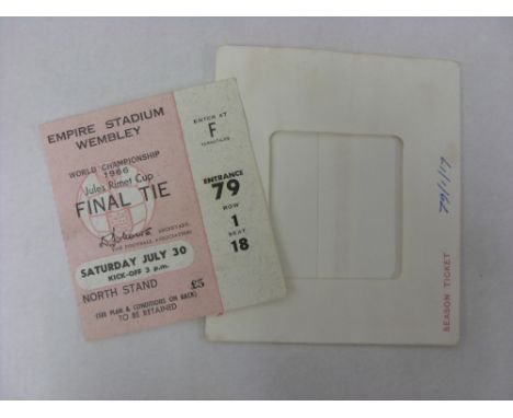 1966 World Cup Final, England v West Germany, a ticket from the game played at Wembley on 30/07/1966, in very good condition,