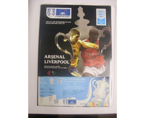 2001 FA Cup Final, Arsenal v Liverpool, an unused Royal Box Ticket, together with the programme from the game played at Cardi