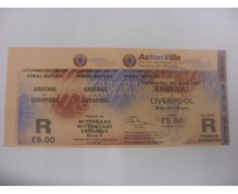 1987 FL Cup Final Replay, Arsenal v Liverpool, a ticket from the game that would have taken place at Aston Villa on 08/04/198