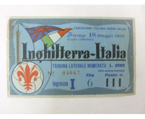 1952 Italy v England, a football match ticket for the friendly game played in Florence on 18/05/1982