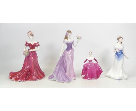 Four Lady Figures, Coalport Ladies of Fashion Jenny, Coalport Joanne, Royal Worcester Jessica, Royal Doulton For You (4)