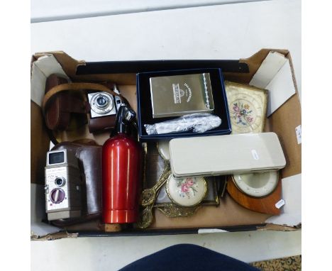 A Mixed Collection of Items to include G. B. Bell &amp; Howell 624 8mm Camera, Balaixette Camera, Vanity Dressing Table Set, 