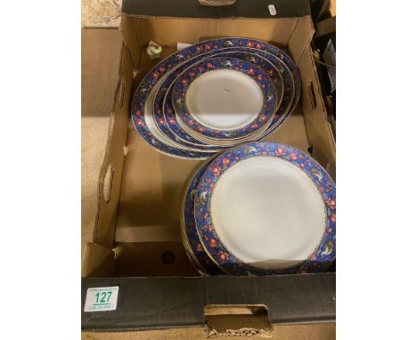 Grimwades Dinnerware in an attractive Flowers and Herons Pattern. Includes Graduated Platters, Dinner Plates, Side Plates etc