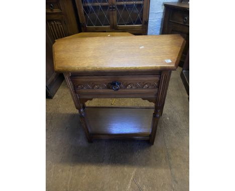 An Old Charm Type Hall Table with Central Ring Pull Drawer. Height: 73cm Width: 80cm