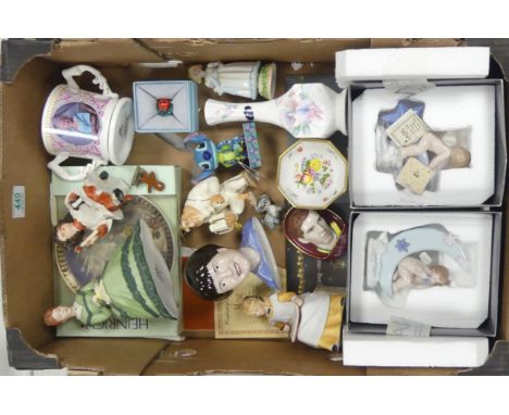 A Selection Of Ceramics To include A Lorna Bailey Small Bust Limited Edition 36/100, Two Boxed Nadal Cherubs, Wade Ginger Man