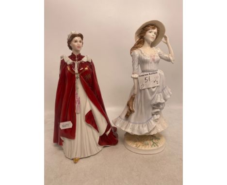 Two Royal Worcester Figures Queen Elizabeth II in Robes and Compton Woodhouse Summer (2)