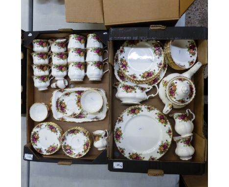 Royal Albert, Tea and Dinnerware including Teapot, Sauceboat, Six Dinner Plates, Six Side Plates, Two Bread Plates, Six Bowls