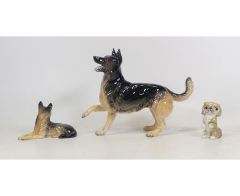 Three Animal Figures, Royal Doulton German Shepherd, Beswick German Shepherd and Wade Pekingese (3)