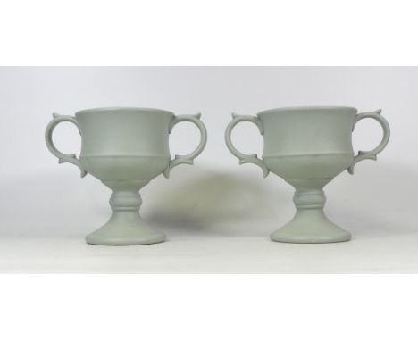 A Pair of Dudson Dip Glaze Teal Jasperware Goblets. Height: 14.5cm (2)