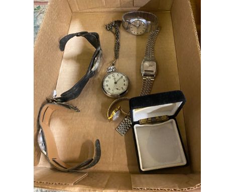Six Watches including an Excalibur 17 Jewels Incabloc Leather Strap Watch, Cossak 18 Jewels Lever Leather Full Strap Watch, S