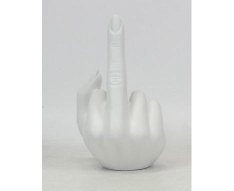 Anissa Kermiche candlestick in the form of a hand with a raised middle finger 'French For Goodnight', 16cm