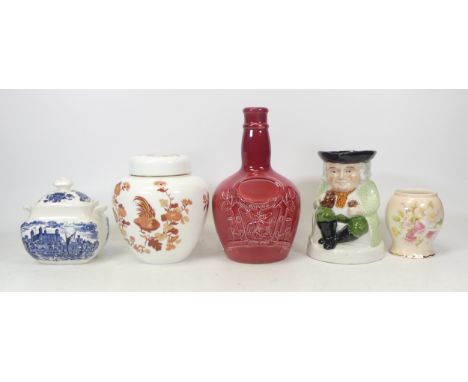 A Collection of Ceramics to include Copeland Spode Blush Bottle Chivas Brothers Aberdeen H: 20cm, Royal Worcester Palissy Sma