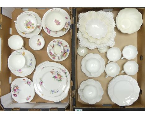 A Collection of Coalport Floral Teaware together with Scalloped and moulded cups and saucers (2 Trays)