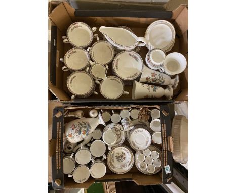 Wedgwood, Kutani Crane Pattern Coffee and Dinnerware to include Sauceboat and Saucer, Coffee Pot, Trios, Napkin Rings, Coffee