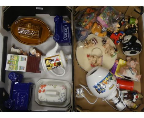 Wade Ceramics To Include Pokemon Lamp, Panda &amp; Pig Money Boxes, Tetley Van Money Box, Two Tetley Men Also A Collection Of
