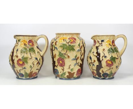 H. J. Wood Staffordshire Hand Painted 'Indian Tree' Design. Two Jugs 585 Height:20cm and A Vase 573 Height:20cm (3)