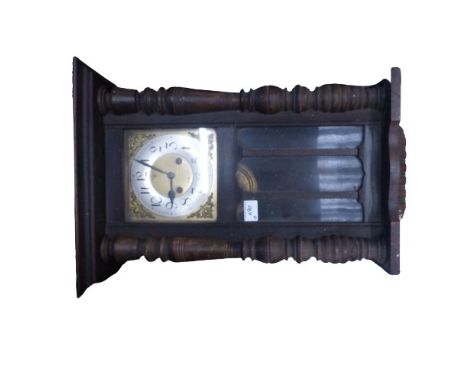 1940's Vienna Type Wall Clock. Eagle Maker Mark to Dial. Height: 63cm tiogether with Modern Barometer (2) 