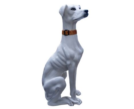 Huge Italian Ceramic Greyhound. One foot a/f. Height: approx. 80cm