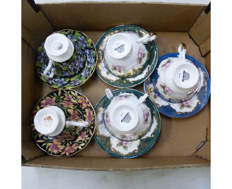 Royal Albert, Two Provincial Flowers Teacups and Saucers together with Three Elizabethan Teacups and Saucers.