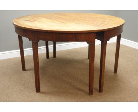 Pair Georgian mahogany demi-lune d-end console tables, W138cm, H73cm, D68cm   Condition Report   Click here for further image