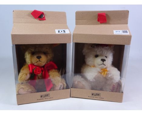 Two Steiff Teddy Bears; 'Happy Birthday' & 'I Love You', both in original boxes   Condition Report   Click here for further i