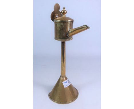 19th century brass whale lamp, H32cm    Condition Report   Click here for further images, condition, auction times & delivery
