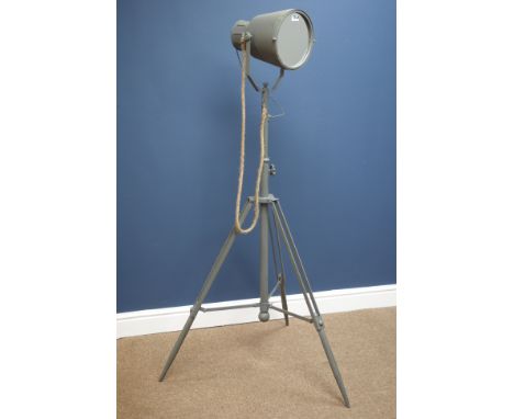 Retro search light mirror on tripod stand Condition Report Click here for further images, condition, auction times & delivery