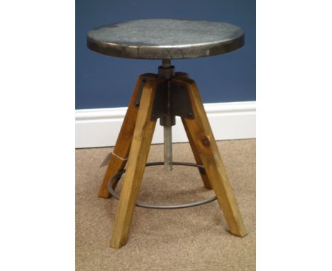 Industrial style stool with adjustable swivel top, D35cm, H43cm (highest) Condition Report Click here for further images, con