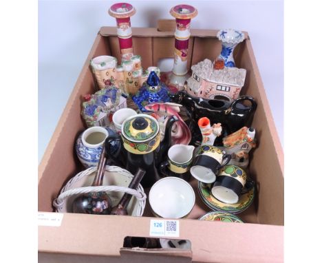 Art Deco coffee ware, Staffordshire cottages and other Staffordshire flatback models, 19th century Chinese Cloisonne vases an