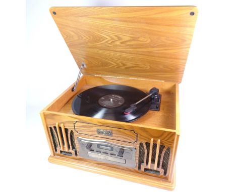 Daklin Museum series music centre, vintage style record player and compact disc player, H24cm x W46cm  Condition Report Click