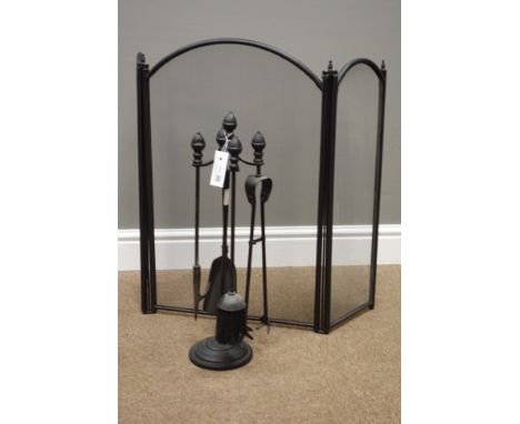 Wrought metal companion set and fire screen   Condition Report   Click here for further images, condition, auction times & de