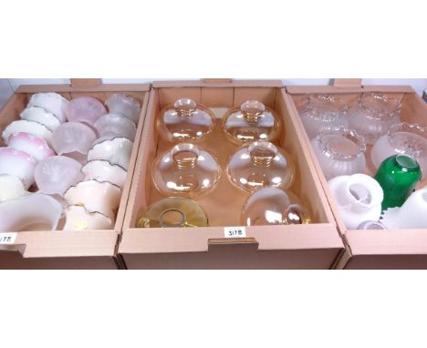 Shop Stock - Eighteen small glass light shades with frill edges and a similar style glass centre light shade, various glass l