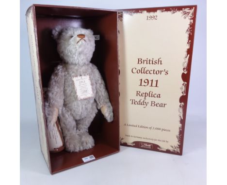 Steiff limited edition British Collectors 1911 replica Teddy Bear, with certificate and original box   Condition Report   Cli
