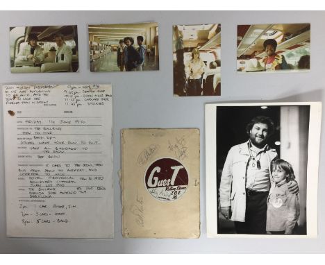 ROLLING STONES SIGNED TOUR MEMORABILIA - Great pack of Stones memorabilia, to include; a concert pass owned by Keith's son si