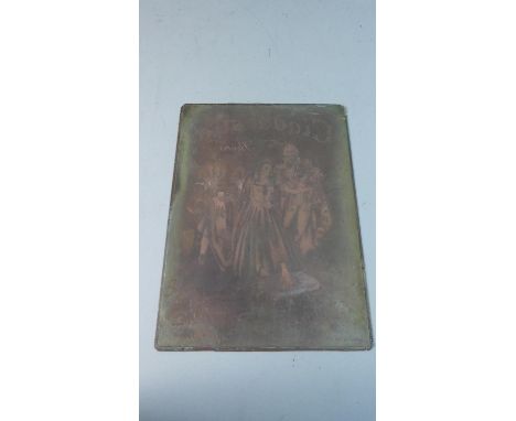 A Rectangular Copper Printing Plate for Cinderella Shoes, Worcester, 28cm x 20cm 