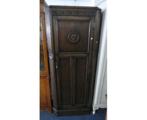 An Oak Hall Robe with Panelled Door, Chamfered Reeded Sides, 75cm Wide 