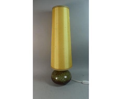 A 1970's German Ceramic Table Lamp with Extended Tapering Shade, Total Height 76cm High 