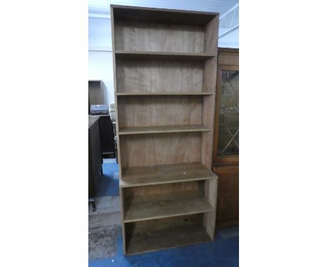 A Modern Six Shelf Waterfall Open Bookcase, 92cm Wide 