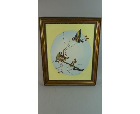 A Framed Oil on Canvas Depicting Goldfinches, Signed K Rophe, 49cm High 