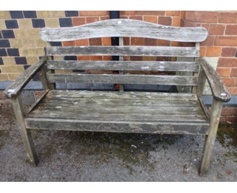 A Swan weathered teak two seater bench
