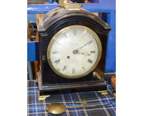 AN OLD BRACKET CLOCK BY STUBINGTON, LONDON, WITH PENDULUM &amp; KEY