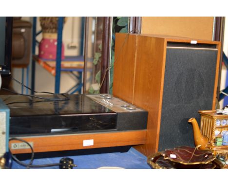 VINTAGE PYE BLACK BOX TURNTABLE WITH PAIR OF TEAK CASED SPEAKERS     