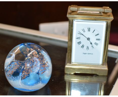 MAPPIN &amp; WEBB CARRIAGE CLOCK &amp; CAITHNESS GLASS PAPER WEIGHT     