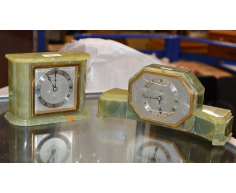 ELLIOT ART DECO STYLE ONYX CASED MANTLE CLOCK &amp; 1 OTHER ELLIOT MANTLE CLOCK     