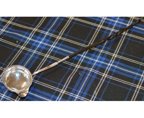 13½" STERLING SILVER HORN HANDLED LADLE, HALLMARKS INDISTINCT     