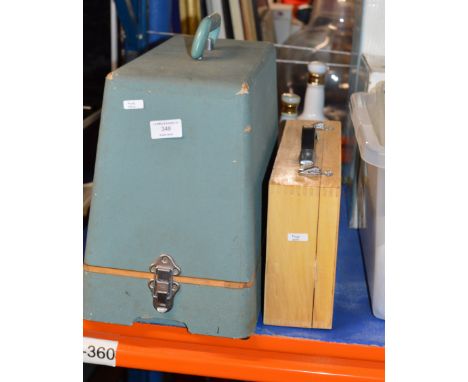 VINTAGE SEWING MACHINE &amp; CASED SET OF BOULES     