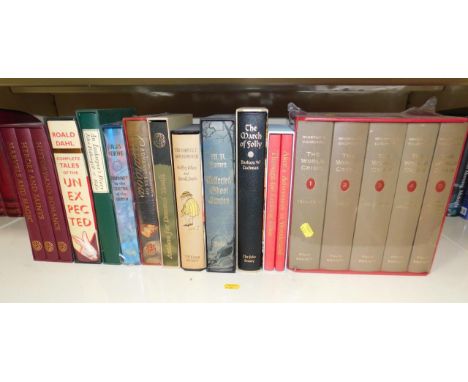 Folio Society; Winston Churchill The World Crisis, 5 vols, literature by Roald Dahl, Jules Verne, and others, with slip cases