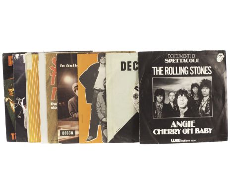 The Rolling Stones: ten Italian 7" singles Ruby Tuesday, Yesterdays Papers and Angie (promos), Fool To Cry, Respectable, Star